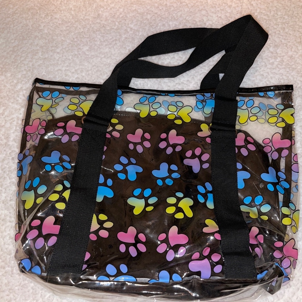 Clear puppy tote bag